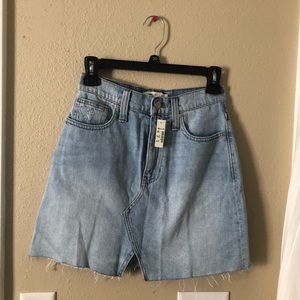 Front Slit Light Wash Denim Skirt